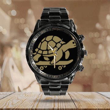 Discover Minimalist turtle skateboard skateboarder Calendar Steel Band Watch