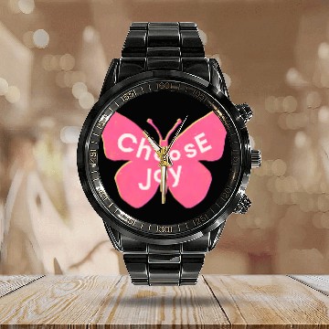 Discover Inspirational Butterfly with Motivational Message Calendar Steel Band Watch