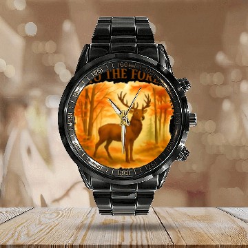 Discover Into the Forest – Autumn Deer Calendar Steel Band Watch