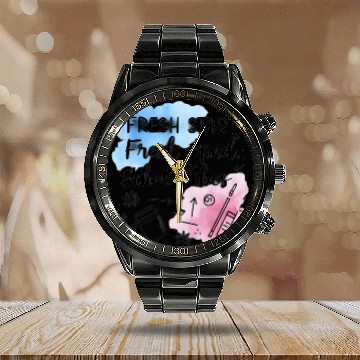Discover Fresh School Vibes Watercolor Design Calendar Steel Band Watch