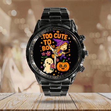 Discover Whimsical Halloween Witch and Ghost Calendar Steel Band Watch