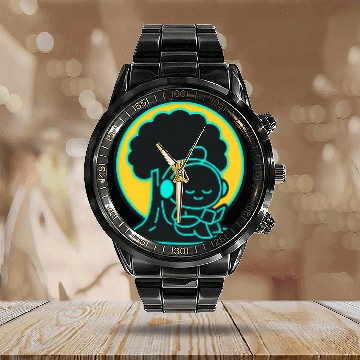 Discover Peaceful Tech Reading Under Tree Calendar Steel Band Watch