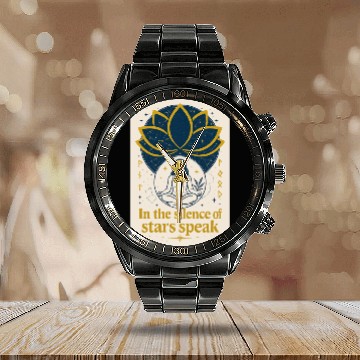 Discover Mystic Lotus Meditation Art Calendar Steel Band Watch