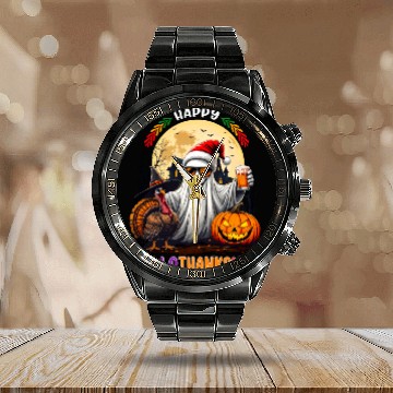 Discover Happy Hallothanksmas Halloween Thanksgiving Xmas Calendar Steel Band Watch