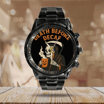 Discover Funeral Halloween Tribute Calendar Steel Band Watch