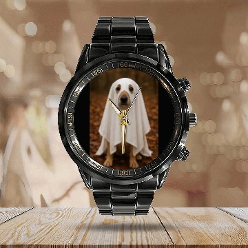 Discover Autumn Forest Ghost Dog Tapestry Calendar Steel Band Watch