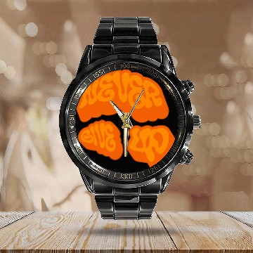 Discover Never Give Up – Classic Motivation Design Calendar Steel Band Watch