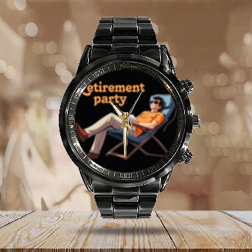 Discover Retirement Party Relaxation Scene Calendar Steel Band Watch