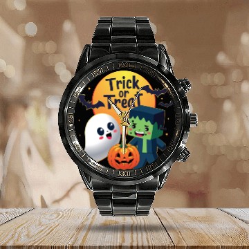 Discover Halloween Cartoon Characters Crew Calendar Steel Band Watch