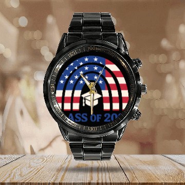 Discover Senior 2026 | Graduation Class of 2026 Blue Design Calendar Steel Band Watch