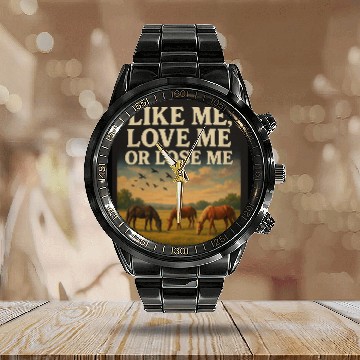 Discover Horse Freedom Inspirational Design Calendar Steel Band Watch