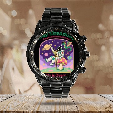Discover Space Dreamer Astronaut Mushroom Patch Calendar Steel Band Watch