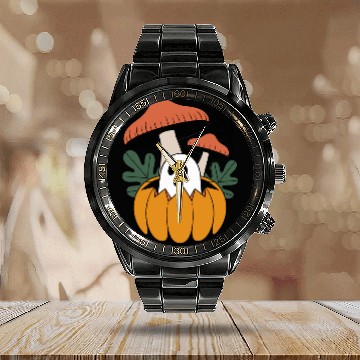 Discover Cottagecore Halloween Ghost Flower Pumpkin Calendar Steel Band Watch