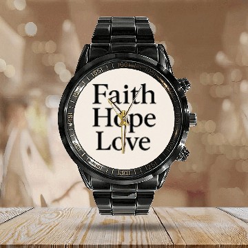 Discover Inspirational Faith Hope Love Typography Calendar Steel Band Watch