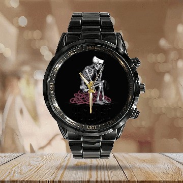 Discover Death By Overthinking Funny Skeleton Quote Calendar Steel Band Watch