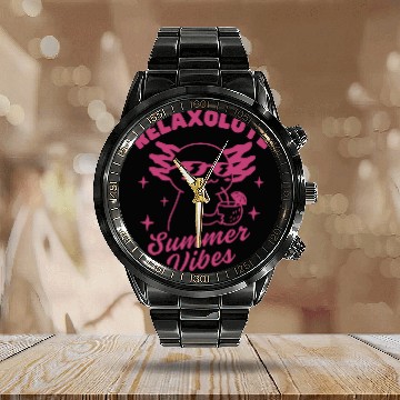 Discover Relaxolotl Summer Vibes Calendar Steel Band Watch