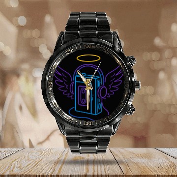 Discover Celestial Audio Girl with Angel Wings Calendar Steel Band Watch