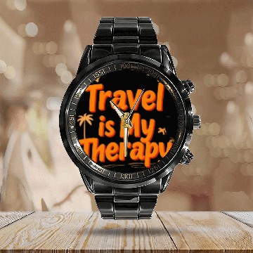Discover Travel is My Therapy Calendar Steel Band Watch Design