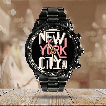Discover Urban New York City Typography Design Calendar Steel Band Watch