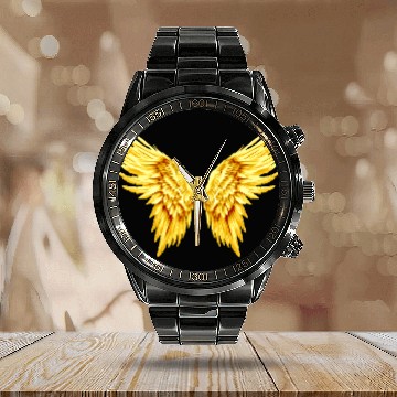 Discover Golden Angel Wings  Calendar Steel Band Watch