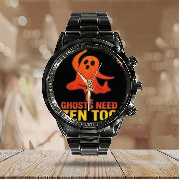Discover Ghost Yoga Instructor Halloween Calendar Steel Band Watch