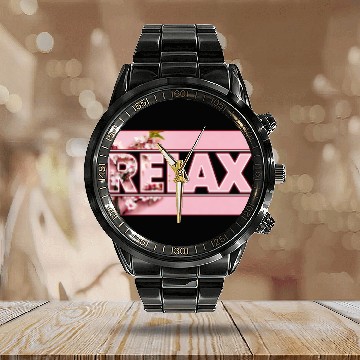 Discover Cherry Blossom Relax Logo Calendar Steel Band Watch