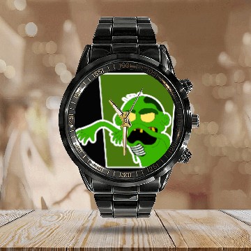 Discover Grotesque Zombie Cartoon Design Calendar Steel Band Watch