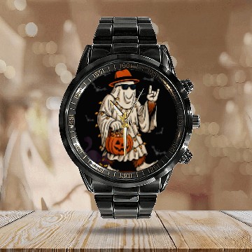 Discover Funny Bigfoot Ghost Halloween Costume Sasquatch Calendar Steel Band Watch