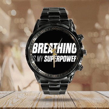 Discover Empowered Breathe Inspirational Quote Calendar Steel Band Watch