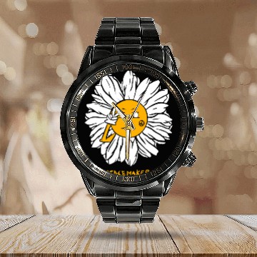 Discover Peaceful Daisy Sunflowers Design Calendar Steel Band Watch