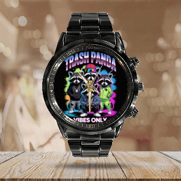 Discover Trendy Raccoon Squad Calendar Steel Band Watch Design