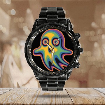 Discover Trippy Ghost Calendar Steel Band Watch Vaporwave Psychedelic Rave EDM