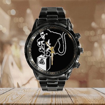 Discover Banksy Detinator Monkey Outline Calendar Steel Band Watch
