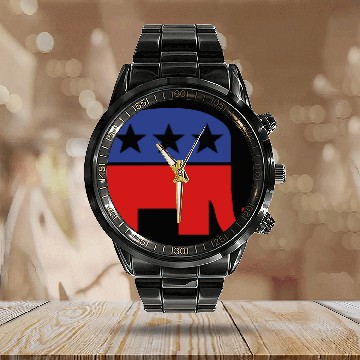 Discover Republican Party Calendar Steel Band Watch