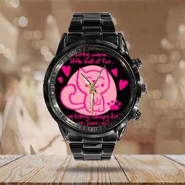 Discover soft kitty, warm kitty, little ball of fur... Calendar Steel Band Watch