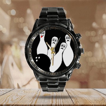 Discover Bowling Calendar Steel Band Watch