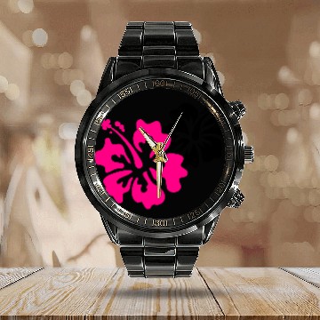 Discover hibiscus flower Calendar Steel Band Watch