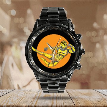 Discover stormtrooper meets bruce lee Calendar Steel Band Watch