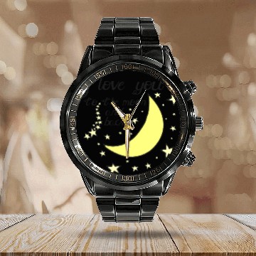 Discover I love you to the moon and back Calendar Steel Band Watch