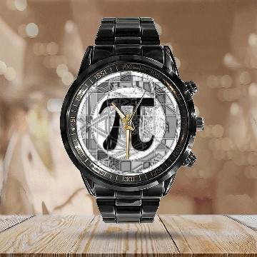 Discover Pi Day Symbol Round Calendar Steel Band Watch