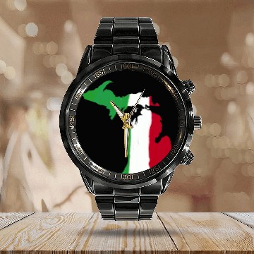 Discover Michigan Italian Italy Flag Pride Calendar Steel Band Watch