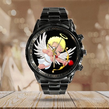 Discover cupid with a halo Calendar Steel Band Watch