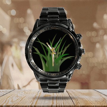 Discover Green Grass Calendar Steel Band Watch