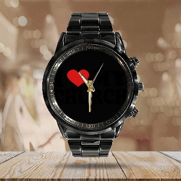 Discover I Love my church Calendar Steel Band Watch