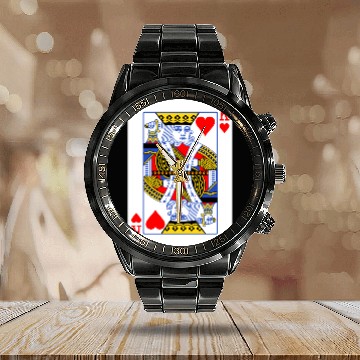 Discover King Of Hearts Couple Calendar Steel Band Watch
