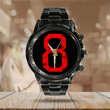Discover Number 8 (Distressed Red) Calendar Steel Band Watch