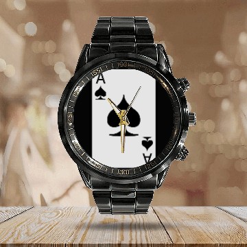 Discover Ace of Spades Calendar Steel Band Watch