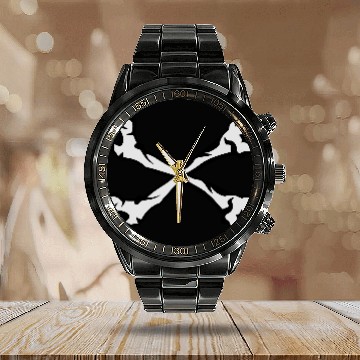 Discover cross bones skeleton bones 407 Calendar Steel Band Watch