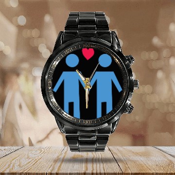 Discover Gay Couple Calendar Steel Band Watch