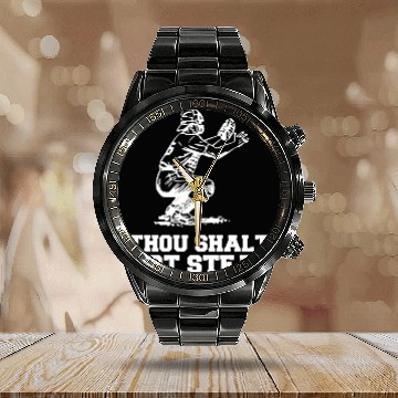 Discover Thou Shalt Not Steal Baseball Catcher Joke Calendar Steel Band Watch